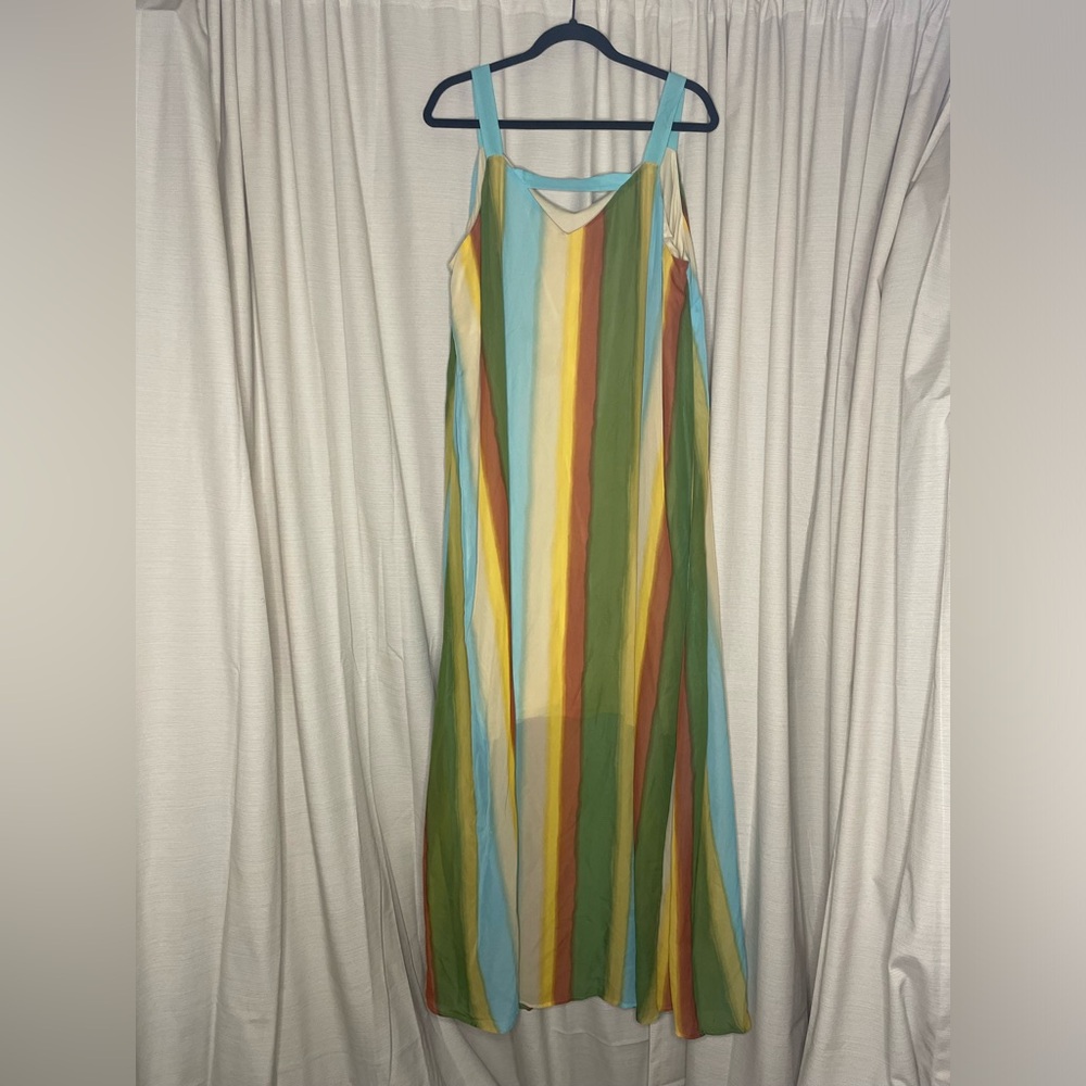 Size 18/20W New without tags, Cato Multi color mixi dress with nude shell